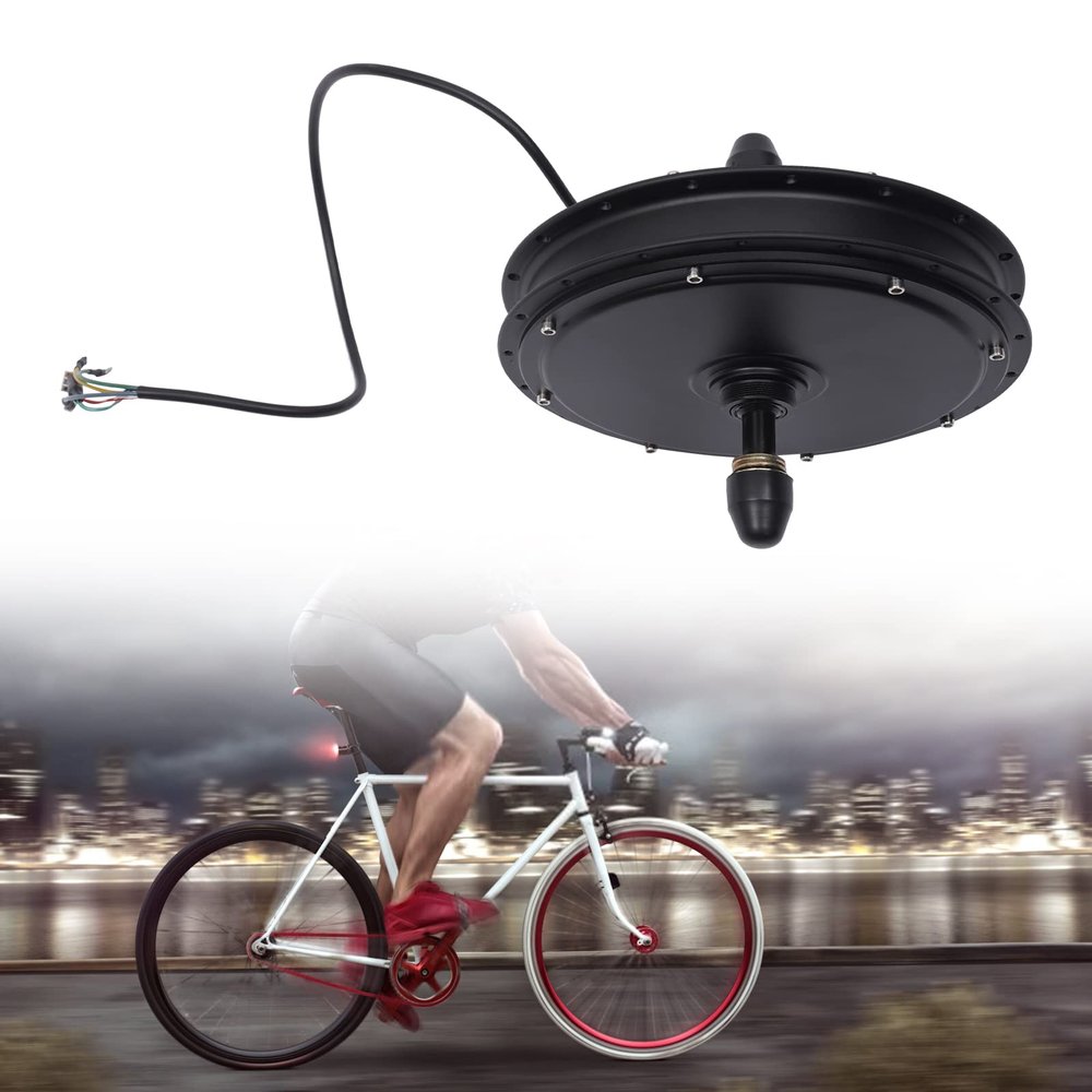KONKENIE 48V 1000W Rear Wheel Hub Motor 38-55km/h E-Bike Brushless Gearless Motor Rear Wheel Hub Motor Conversion for DIY Electric Bicycle Engine Converting Assembling,5.31" Dropout,Black (48V 1000W)