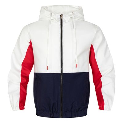 SWJGLITTR Men's Running Hoodie Jacket Color Block Zip Up Workout Outwear Lightweight Breathable Casual Pocket Hood Coat (3X-Large,White)