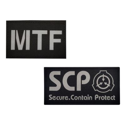 Reflective SCP MTF Patch,Special Containment Procedures Foundation Logo 3D,Embroidered Tactical Morale Military Patches Hook and Loop (2PCS B)