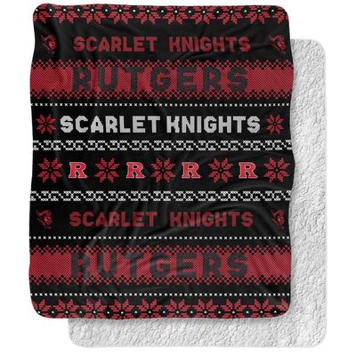 Rutgers University Blanket, 50"x60" Ugly Christmas Blanket Silky Touch Sherpa Back Super Soft Throw Blanket