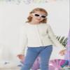 GRACE KARIN Ivory Sweater Cardigan for Girls Long Sleeve Cable Knit Kids Button Front Cropped Sweaters Size 10 view 2