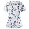 Nursing Scrubs for Women Womens Scrub Tops Fashion Printed Work Uniform T-Shirt V Neck Short Sleeve Nurse Top Tunic Blouse with Pocket 3X-Large White view 1