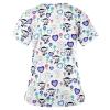 Nursing Scrubs for Women Womens Scrub Tops Fashion Printed Work Uniform T-Shirt V Neck Short Sleeve Nurse Top Tunic Blouse with Pocket 3X-Large White view 2