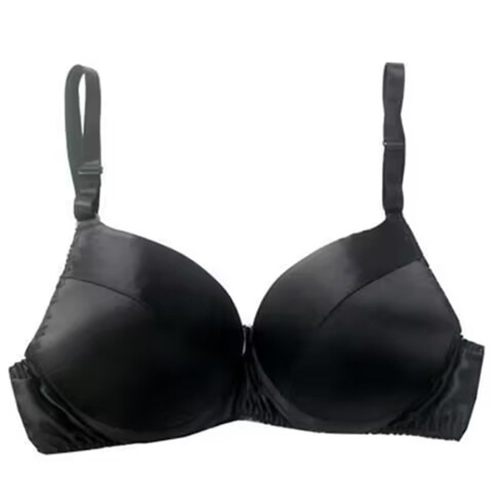 100% Mulberry Silk Bra Thin Ultra Soft Cup Bra Women's Wireless Everyday Bralette Full Coverage Breathable Lingerie Top (Color : Black, Size : 75/34AB)