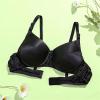 100% Mulberry Silk Bra Thin Ultra Soft Cup Bra Women's Wireless Everyday Bralette Full Coverage Breathable Lingerie Top (Color : Black, Size : 75/34AB) view 2