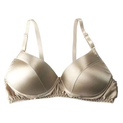 100% Mulberry Silk Bra Thin Ultra Soft Cup Bra Women's Wireless Everyday Bralette Full Coverage Breathable Lingerie Top (Color : Skin, Size : 80/36AB)