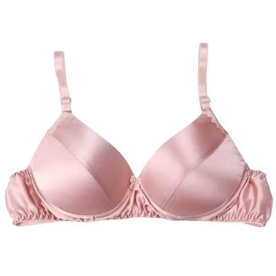 100% Mulberry Silk Bra Thin Ultra Soft Cup Bra Women's Wireless Everyday Bralette Full Coverage Breathable Lingerie Top (Color : Pink, Size : 85/38AB)