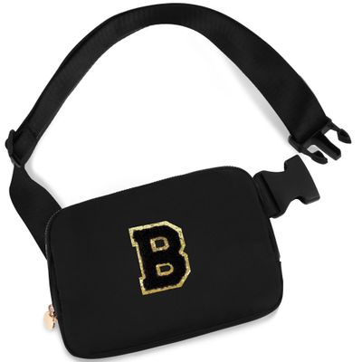 Uygafly Bridesmaid Gifts Wedding Day - Bridesmaid Proposal Gift,Bridal Shower Gifts,Maid of Honor Gifts,Bachelorette Party Decorations Favors,Initial Belt Bag Crossbody Bag Fanny Pack | Black,Black B