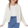 GRACE KARIN Little Girls Ivory Cardigan Kids Long Sleeve Cable Knit Sweaters Button Front Cropped Sweater Size 6 view 1