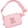 Uygafly Personalized Belt Bag for Women Girls - Fashion Mini Waist Packs with Adjustable Strap - Trendy Travel Fanny Pack Crossbody Bags with Initial Letter - Teen Gifts | Peach,R view 1