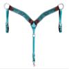 BLACK HOOF | Pink | Turquoise | Floral Tooled American Leather Breastcollar with Silver Spots | Barrel Racing