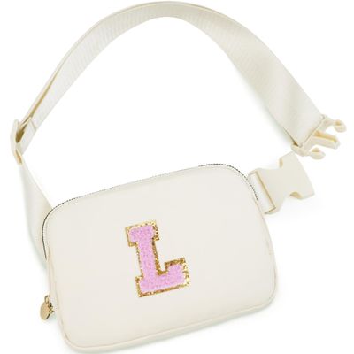 Uygafly Valentines Day Birthday Gift for Kids Teen Girls - Birthday Gifts for Girl,Personalized Fanny Pack Crossbody Bag Gifts for Women Teacher Preppy - Gift for 5-10 Year Old Girls - Cream,L