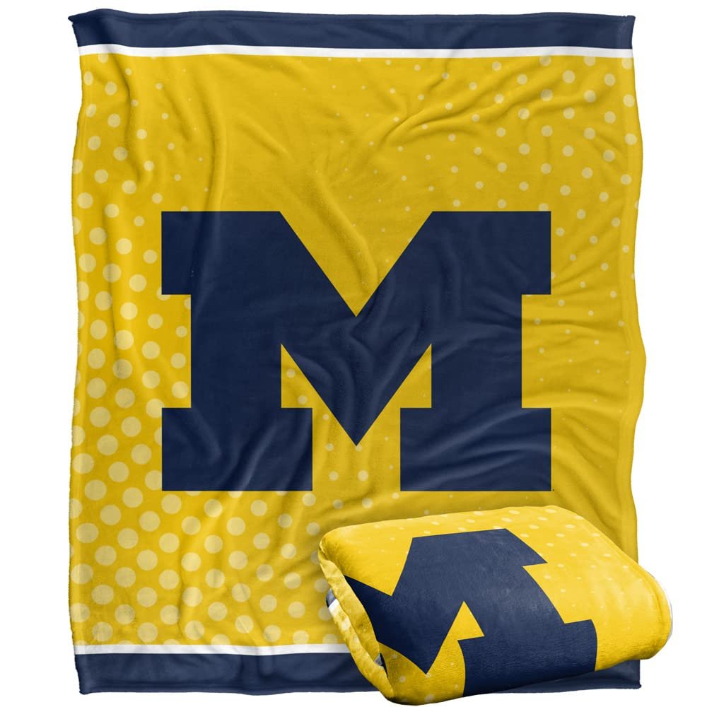 University of Michigan Blanket, 60"x80" Logo Dots Silky Touch Super Soft Throw Blanket