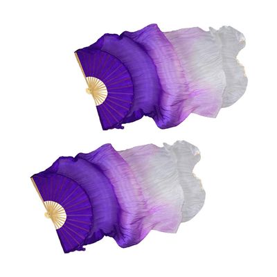 ZEBEYE Belly Dance Long Fan,Real Silk Belly Dance Fan Veil Dancing 1.8m Long Hand Fan Stage Performance
