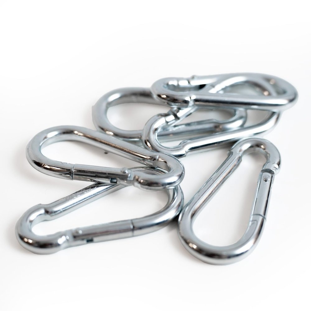Chinchilla Fire Brigade snap Hooks | Set of 6 80x8 mm | DIN 5299 Stainless | Robust snap Hooks, Key Rings | Ideal for Various Applications | electrogalvanised