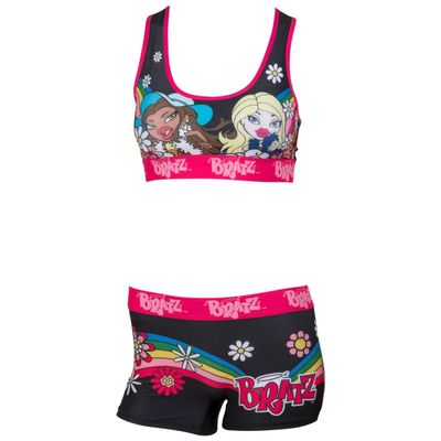 Bratz Girls Sports Bra and Boy Short Panty Set (US, Alpha, Large, Regular, Regular, Multicolor)