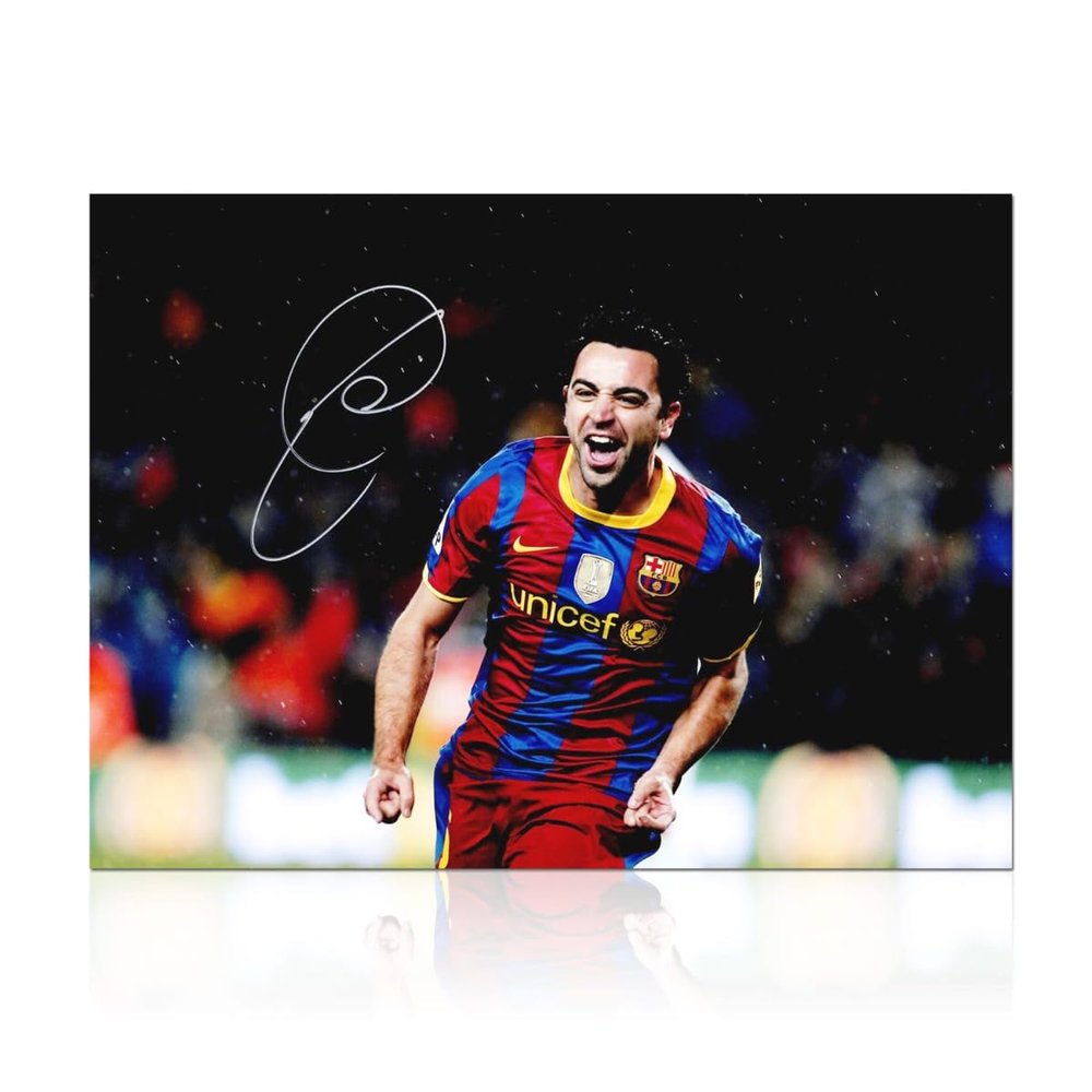 Exclusive Memorabilia Xavi Hernandez Signed Barcelona Soccer Photo