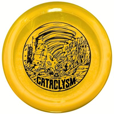 DOOMSDAY DISCS Cataclysm | Disc Golf High Performance Distance Driver | Tranlucent Durable Isolation Plastic (Yellow)