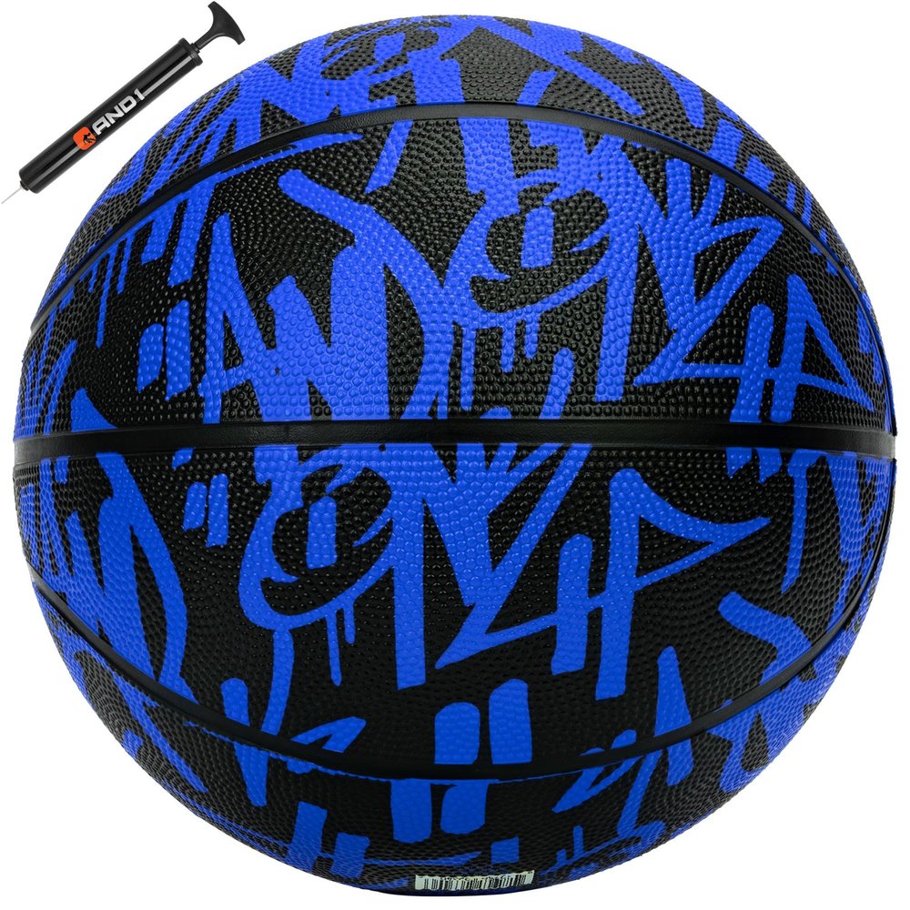 AND1 Fantom Graffiti 27.5 Rubber Basketball : Youth Sized Streetball for Indoor and Outdoor Use, Deep Channel Construction and Durability, Includes 10 Pump