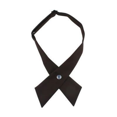 Men Women Adjustable Criss-Cross Bowtie, School Uniform Pre Tied Fashion Shirt Ribbon Solid Color Brooch Pin Bowtie (Brown)