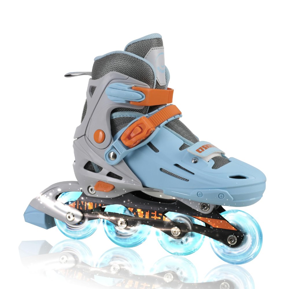 C SEVEN C7skates Adjustable Kids Inline Skates with Light Up Wheels (Wave Rider, Size L)