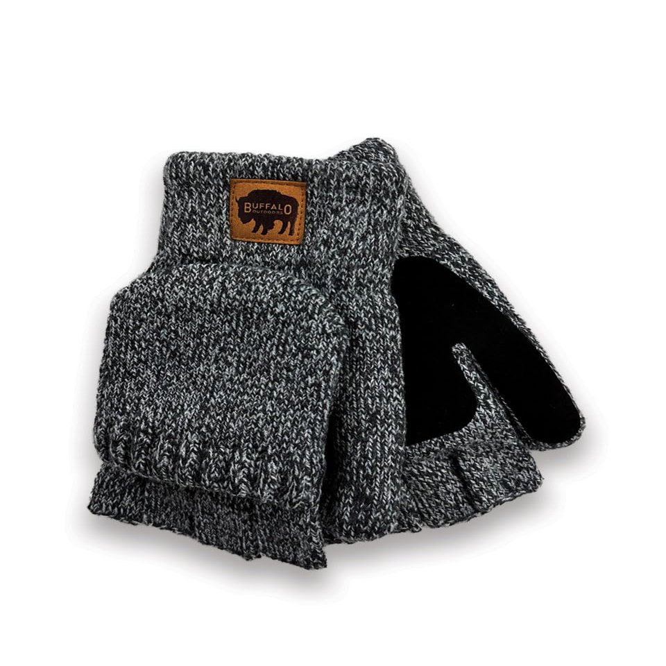 Buffalo Outdoors Workwear Unisex Fingerless Knit Glove (Charcoal)