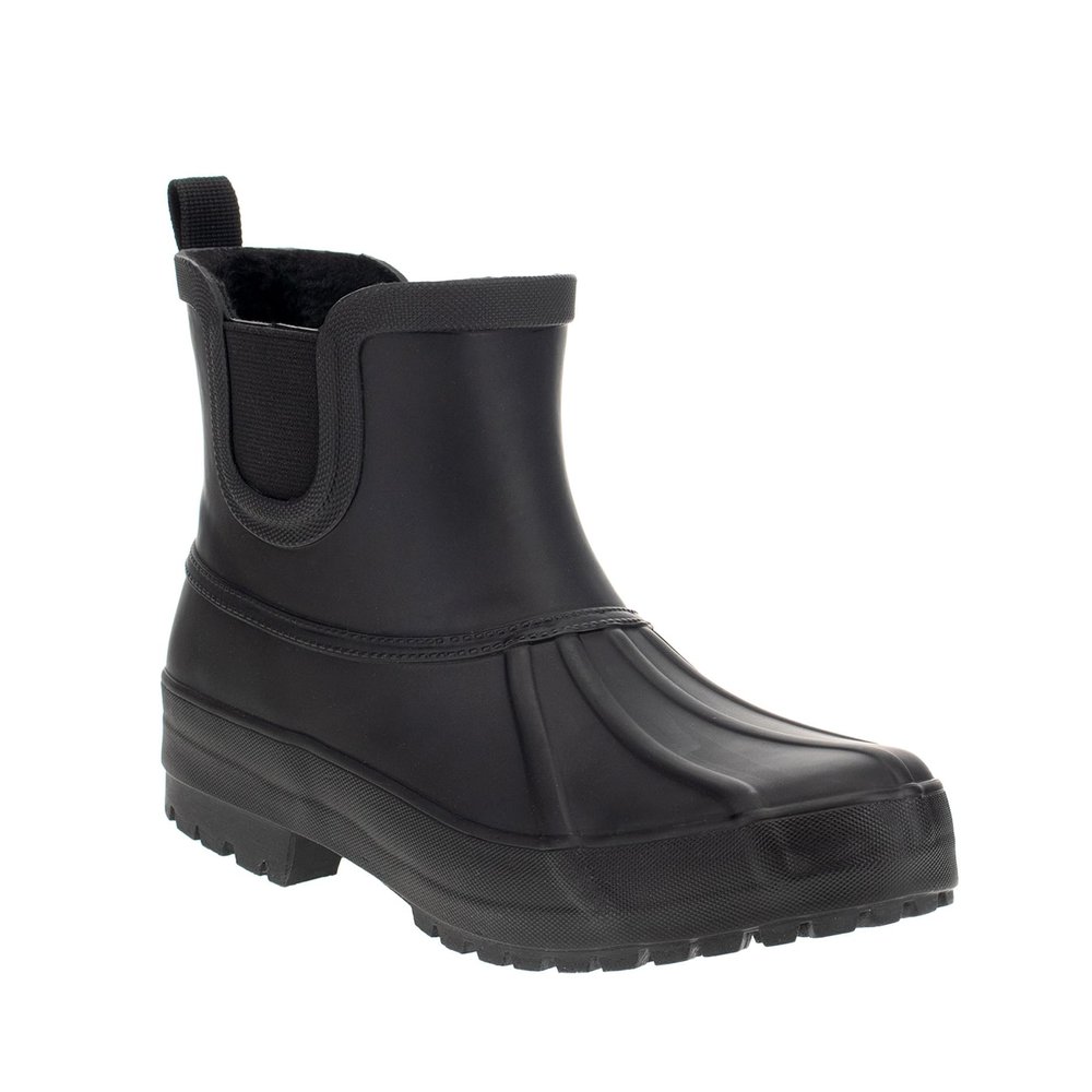 Chooka Ladies Chelsea Duck Rain Boot  Waterproof Rubber Boot, Lined Interior, Elastic Side Gore, Memory Foam Insole, Black, 9