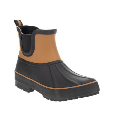 Chooka Ladies Chelsea Duck Rain Boot Waterproof Rubber Boot, Lined Interior, Elastic Side Gore, Memory Foam Insole, Brown, 9