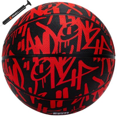 AND1 Fantom Graffiti 27.5 Rubber Basketball : Youth Sized Streetball for Indoor and Outdoor Use, Deep Channel Construction and Durability, Includes 10 Pump