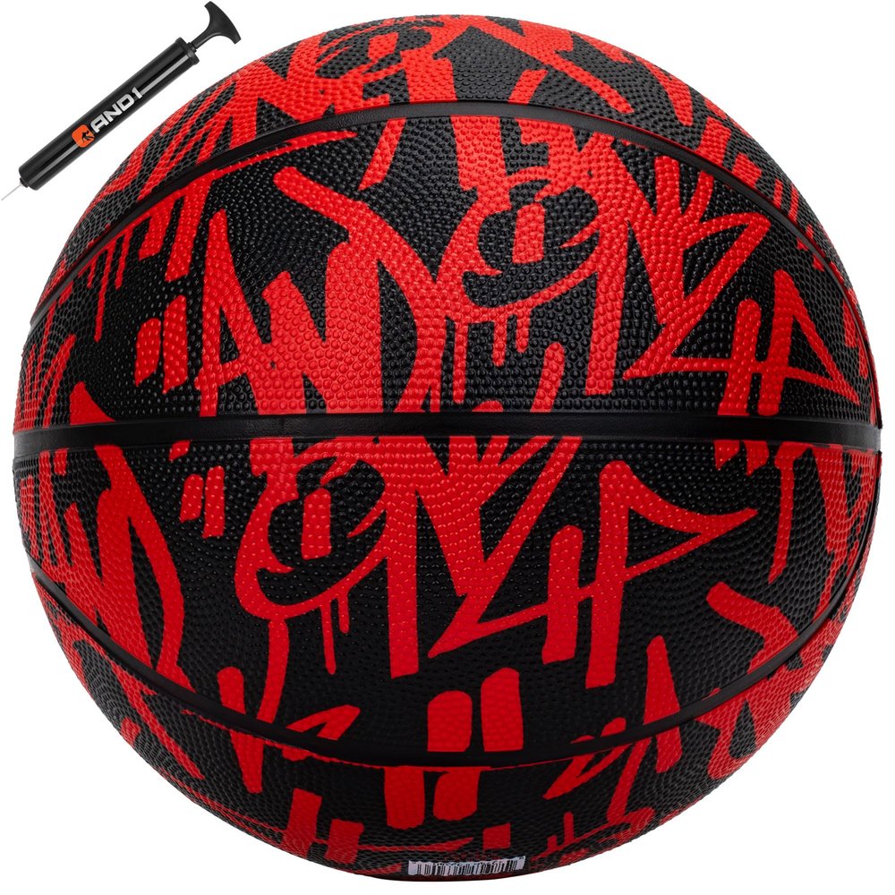 AND1 Fantom Graffiti 27.5 Rubber Basketball : Youth Sized Streetball for Indoor and Outdoor Use, Deep Channel Construction and Durability, Includes 10 Pump