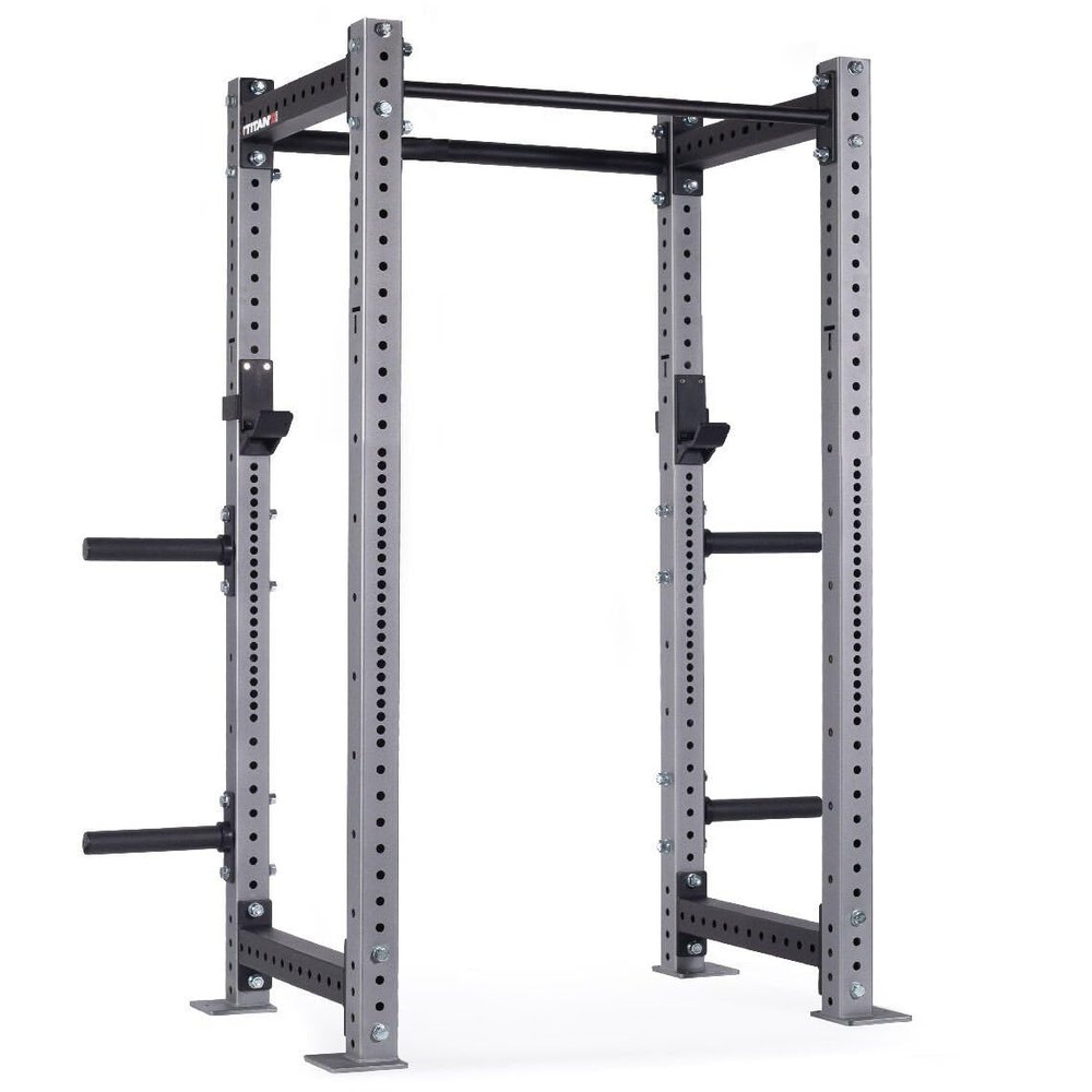 Titan Fitness X-3 Series 80" Silver Bolt-Down Power Rack, 24" Depth, Rackable 1650 LB Cage, 1.25" and 2" Pull Up Bars, Standard J-Hooks, Weight Plate Holders, Weightlifting and Strength Training
