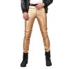 Faux Leather Pants Men Big and Tall Stretchy Biker Pants Retro Metallic Motocycle Slim Fit Business PU Leather Pants Trousers Mens Streetwear Slim Fit Fashion Track Pants(Gold,30/M) view 1