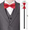 Luckyvestir Men's Bow Ties, Pre-Tied Bowtie Adjustable Red Mens Tie for Wedding Party Graduation Banquet Gifts view 3