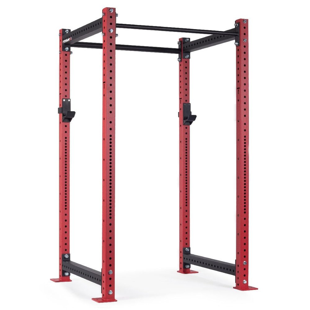 Titan Fitness X-3 Series 80" Red Bolt-Down Power Rack, 36" Depth, Rackable 1650 LB Cage, 1.25" and 2" Pull Up Bars, Standard J-Hooks, Weightlifting and Strength Training