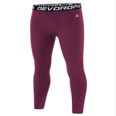 DEVOROPA Boys Leggings Quick Dry Youth Compression Pants Sports Tights Basketball Base Layer Maroon XL