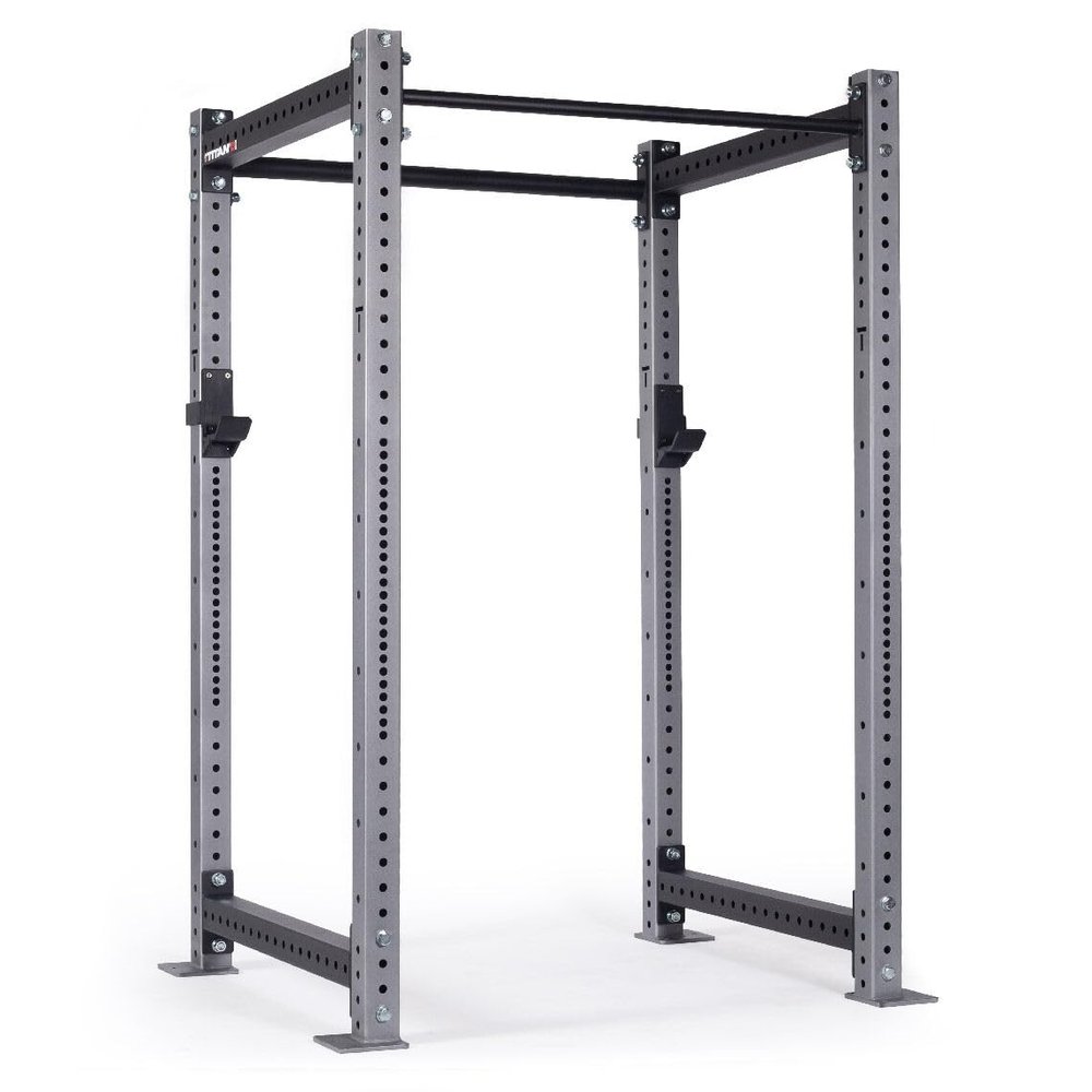 Titan Fitness X-3 Series 80" Silver Bolt-Down Power Rack, 36" Depth, Rackable 1650 LB Cage, 1.25" and 2" Pull Up Bars, Standard J-Hooks, Weightlifting and Strength Training