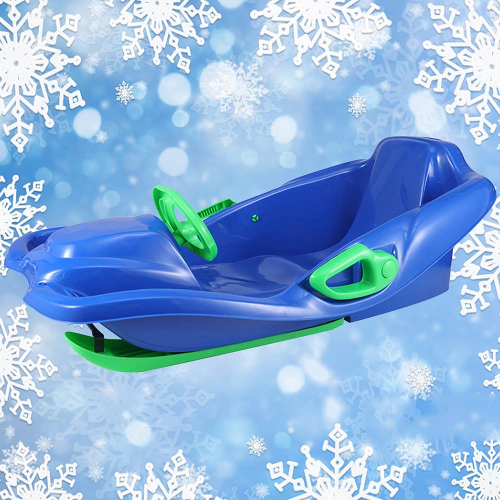 Children's Sledge, Thickened Double Sledge, Multi-Coloured Sledges, Snow Sledge with Backrest, Plastic Sledge