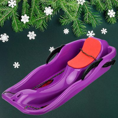 Children's Sledge, Thickened Double Sledge, Multi-Coloured Plastic Sledge, Sledge with Backrest