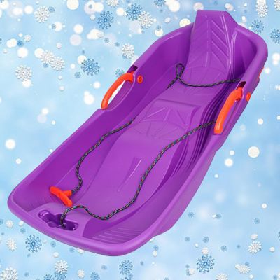 Winter Tandem Sledges, Children's Sledges, Sledges with Brakes and Pull Ropes, Plastic High Back Sledges