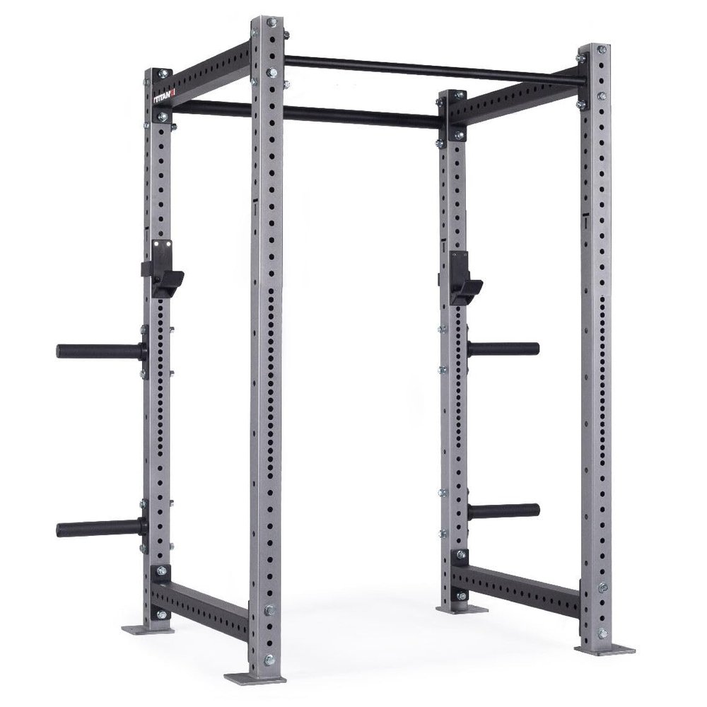 Titan Fitness X-3 Series 80" Silver Bolt-Down Power Rack, 36" Depth, Rackable 1650 LB Cage, 1.25" and 2" Pull Up Bars, Standard J-Hooks, Weight Plate Holders, Weightlifting and Strength Training