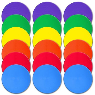 Spot Markers 9 inch 18 Pcs Non-Slip Agility Markers Flat Field Cones Rubber Circles for Gym for Football, Soccer, Basketball Speed Training Markers Dance Kids Classroom Exercise Drills 6 Colors TPE