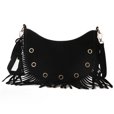 Pamayaneen Women's Fringe Crossbody Bag Shoulder Bag Tassel Chest Fanny Pack for Women Girls Black Travel Pouch
