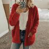 ZYXTIM Womens Oversized Sherpa Jackets Faux Fuzzy Fleece Long Sleeve Warm Fall Coat Plus Size Buttons Outerwear with Pockets Red view 2