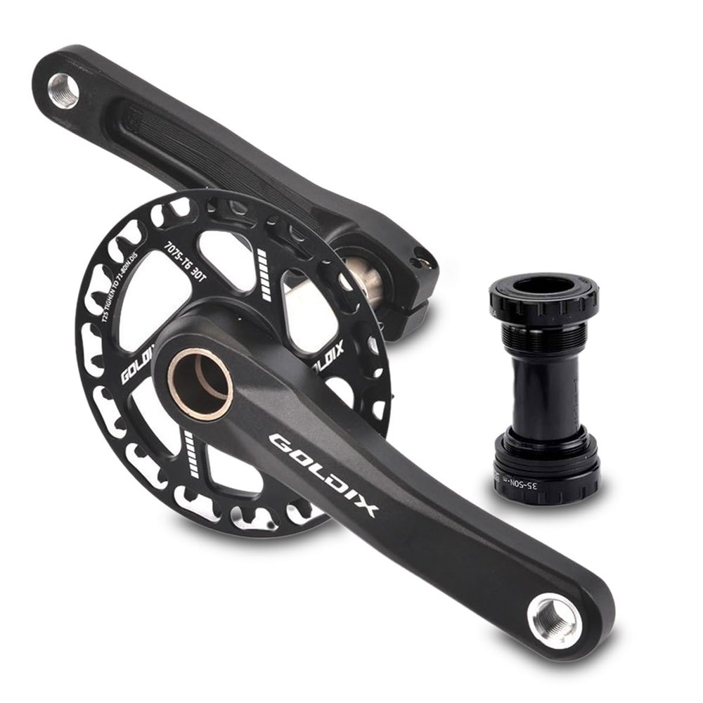 LAIJIANG GOLDIX Cranksets 160mm Hollow Integrated Crankarms 28/30/32/34/36T Chainring Aluminum Alloy Crankset for 7-12 Speed Children's Folding Bicycle with Bearing (Color : 32T, Size : 155mm)