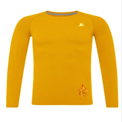 DEVOROPA Youth Boys Compression Thermal Shirt Long Sleeve Fleece Baselayer Soccer Baseball Undershirt Gold M
