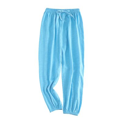 Baby Long loomers Soft Slub Cotton Harem Pants for Boys Girls Soild Elastic Casual Joggers (Light Blue, 10-12 Years)