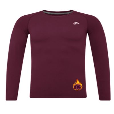 DEVOROPA Youth Boys Compression Thermal Shirt Long Sleeve Kids Fleece Baselayer Soccer Baseball Undershirt Maroon L