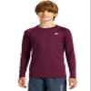 DEVOROPA Youth Boys Compression Thermal Shirt Long Sleeve Kids Fleece Baselayer Soccer Baseball Undershirt Maroon L view 2
