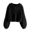Kids Girl's Fuzzy Hoodies Warm Loose Button Down Pullover erpa Jacket Top Fall Winter Warm Button (Black, 7-8 Years) view 1