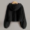 Kids Girl's Fuzzy Hoodies Warm Loose Button Down Pullover erpa Jacket Top Fall Winter Warm Button (Black, 7-8 Years) view 3